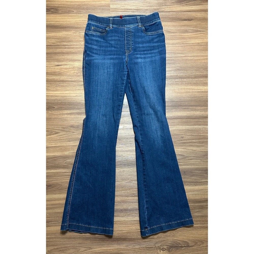 Spanx Clean Indigo Bootcut Trouser Jeans Flare Dark Wash Pull On Womens Sz M